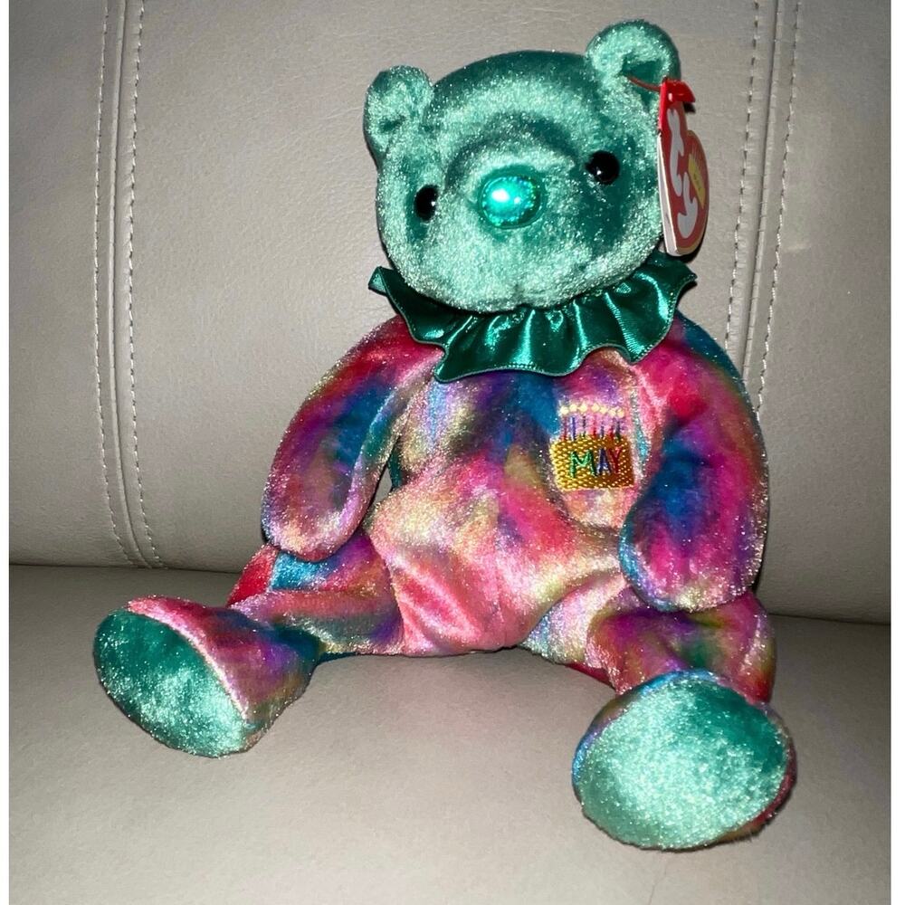 Ty Beanie Baby - May - Birth Month Bear (2001) Green Plush
